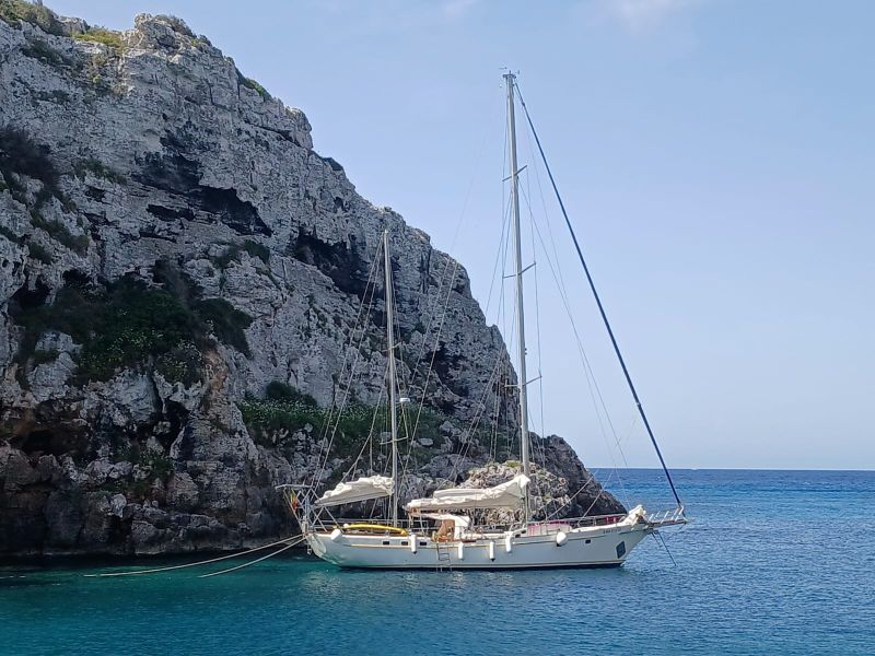 A sailing yacht crossing the Mediterranean